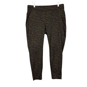 Chicos Pants Womens 3 16 Black Brown Animal Print‎ Pull On Ponte Knit High Rise